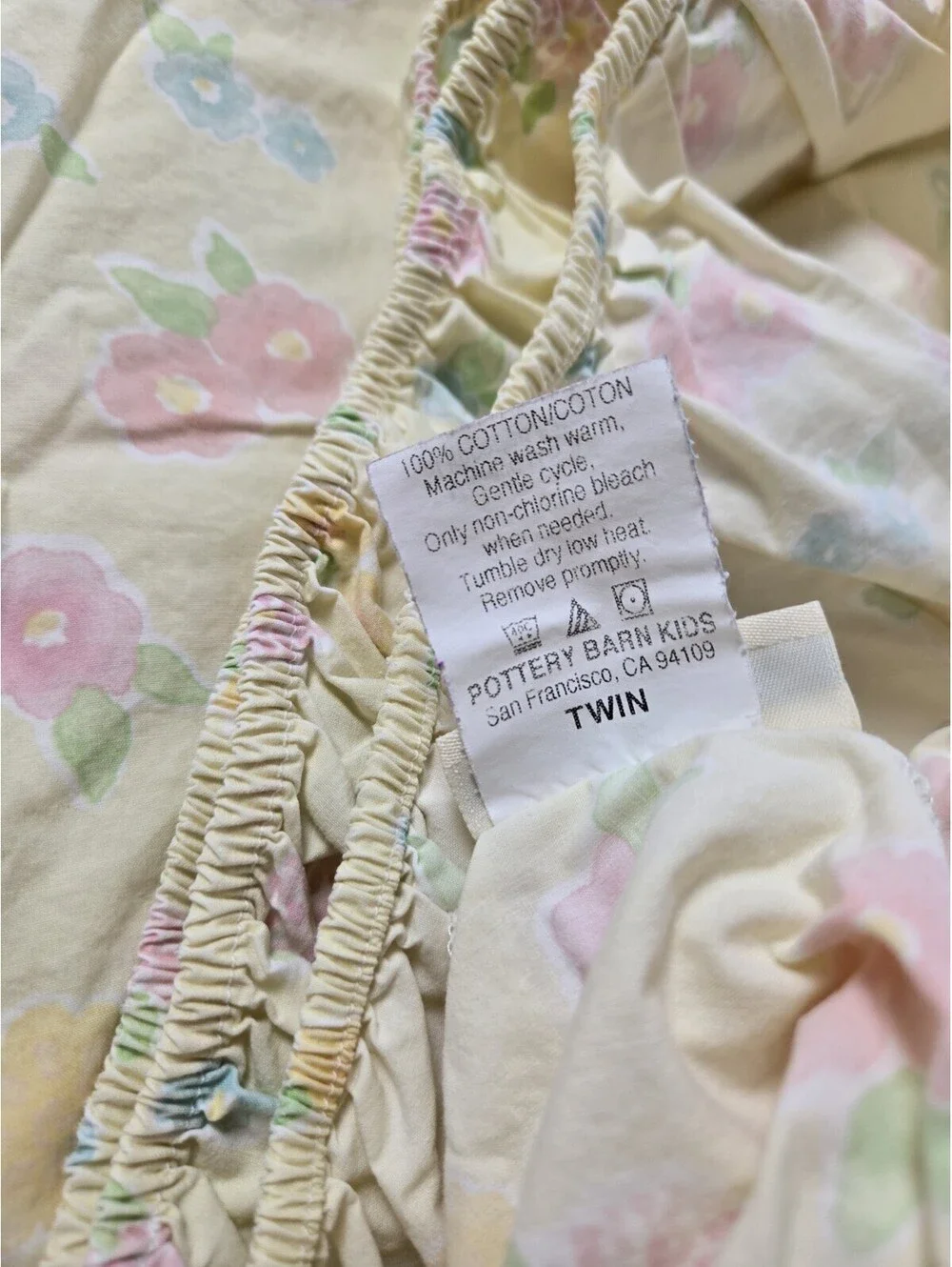 Pottery Barn Kids Yellow Flower Fitted & Flat Sheet Set Twin